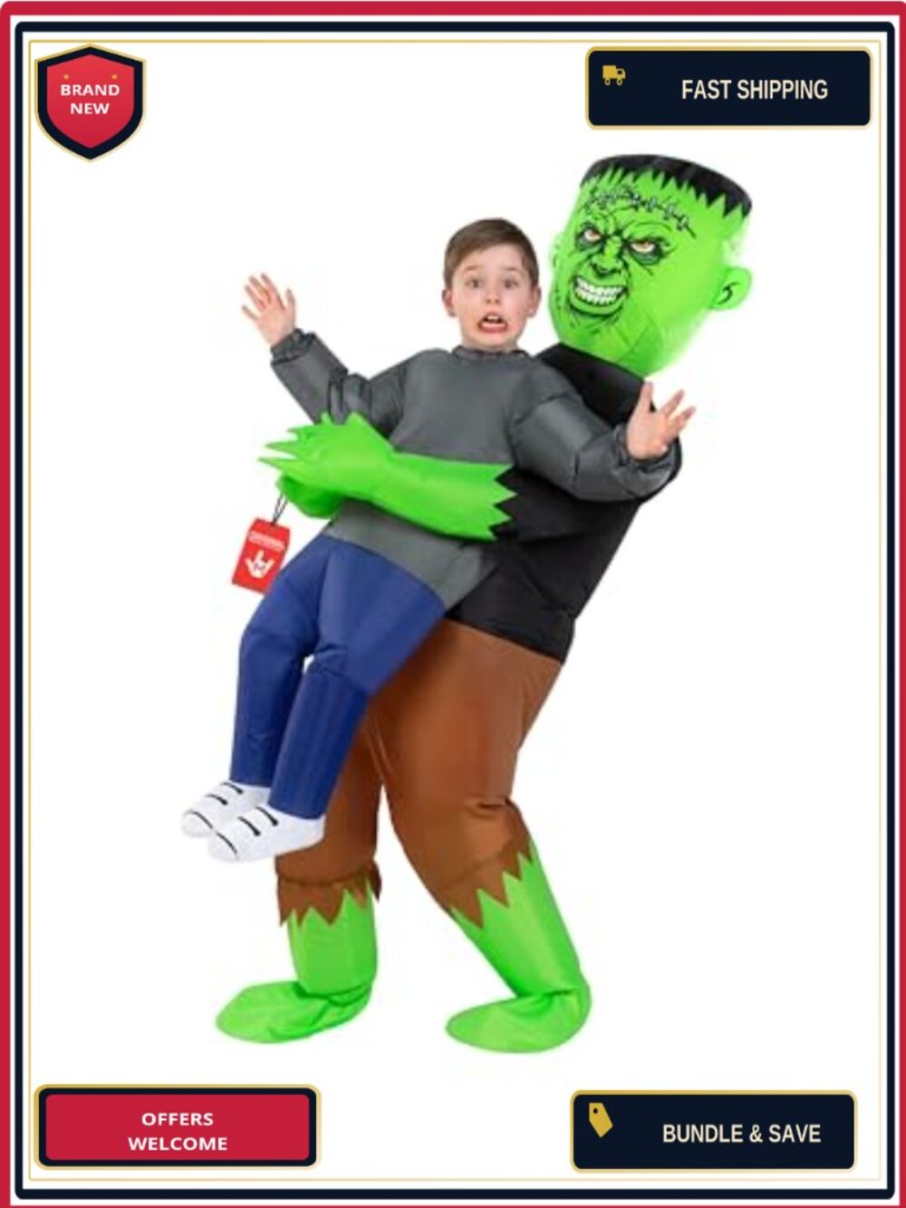 Inflatable Frankenstein Costume Kids Blow Up Monster Suit Halloween XL
